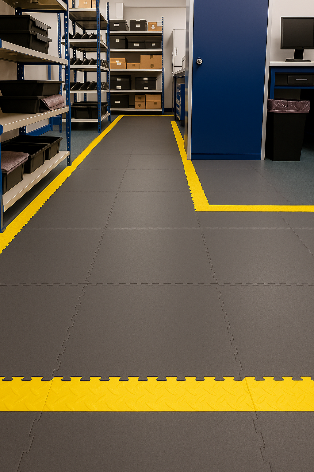 Rubberco Interlocking 10mm Ultra Heavy Duty PVC Floor Tiles for Warehouse, Aircraft Hangar & Fire Stations