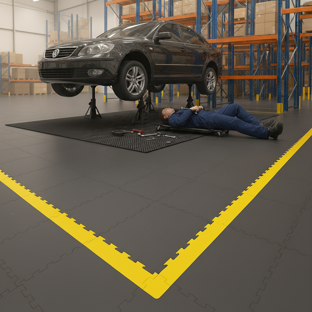 Mechanics Garage Floor Tiles - Oil-Proof Surface - Professional flooring
