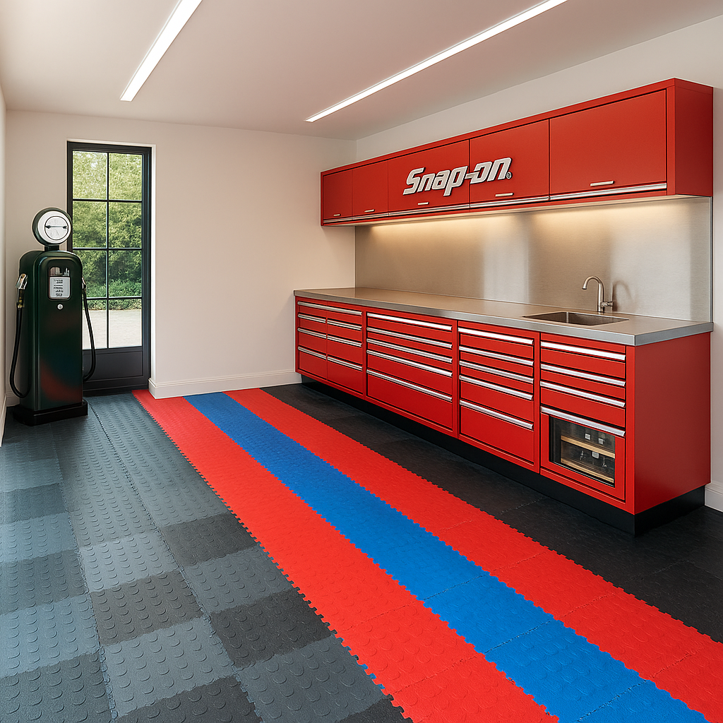 Slip-not 7mm Heavy-Duty Industrial PVC Floor Tiles – Interlocking Garage & Workshop Flooring