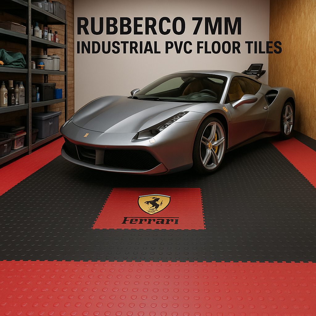 Slip-not 7mm Heavy-Duty Industrial PVC Floor Tiles – Interlocking Garage & Workshop Flooring