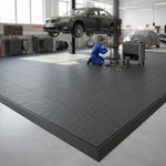 Concrete Floor Covering Tiles - Direct Overlay System installed in workshop setting