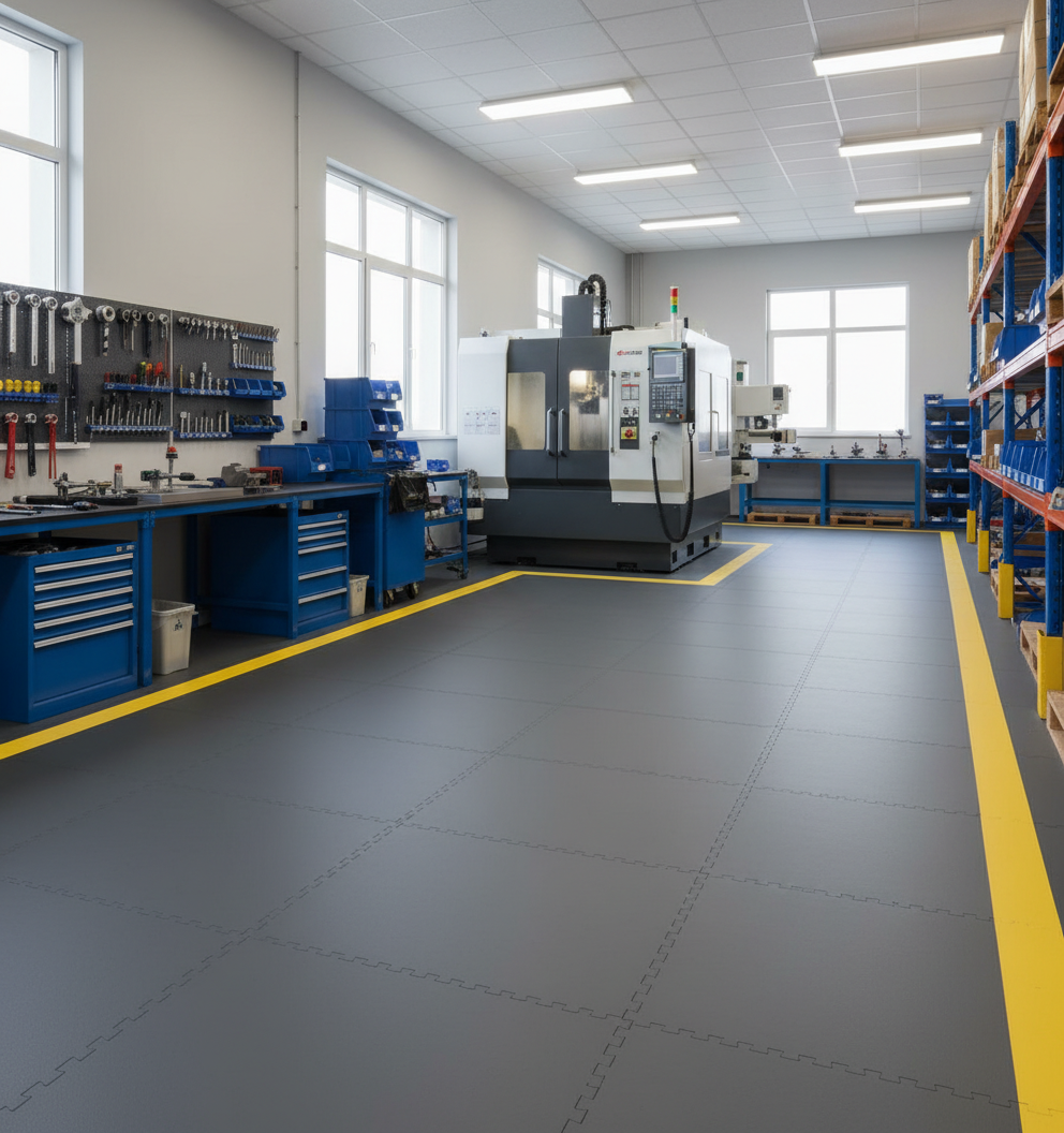 Industrial Interlocking Floor Tiles 10mm | Heavy Duty PVC Warehouse & Factory Flooring | 5 Tonne Forklift Safe UK