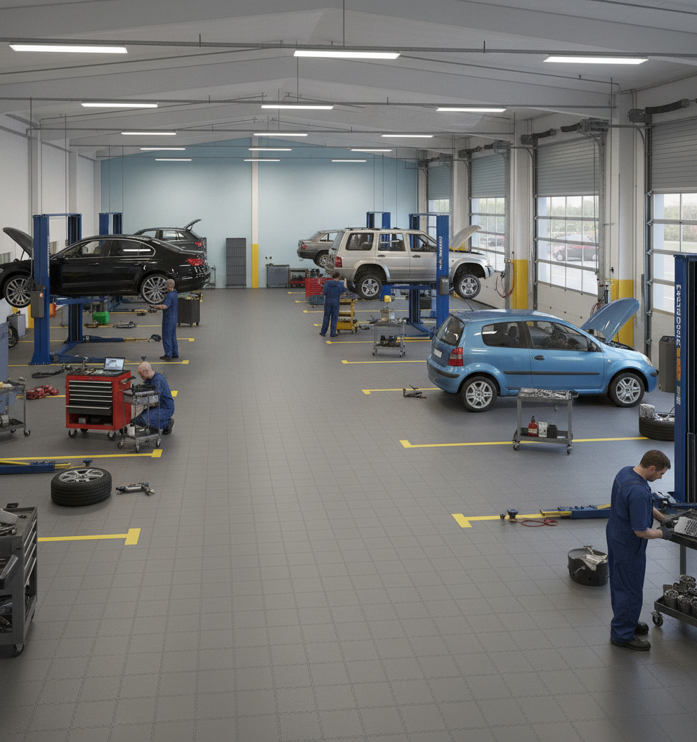 HGV Garage Floor Tiles 10mm Ultra Heavy | Commercial Vehicle Workshop Flooring | Oil & Diesel Resistant 5T Rated UK