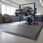 Heavy-Duty Concrete Overlay Tiles - 20 Tonne Rated installed in workshop setting