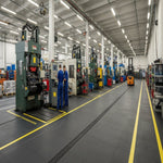 HGV Garage Floor Tiles 10mm Ultra Heavy | Commercial Vehicle Workshop Flooring | Oil & Diesel Resistant 5T Rated UK installed in warehouse setting