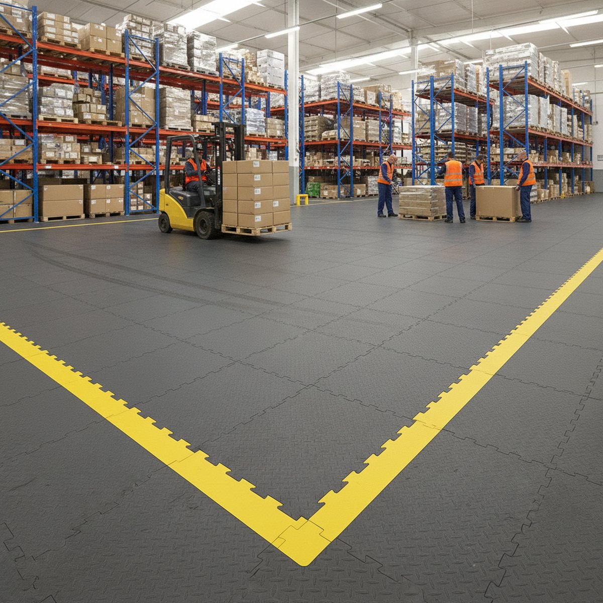 Independent Garage Flooring - Anti-Fatigue Construction installed in home garage setting