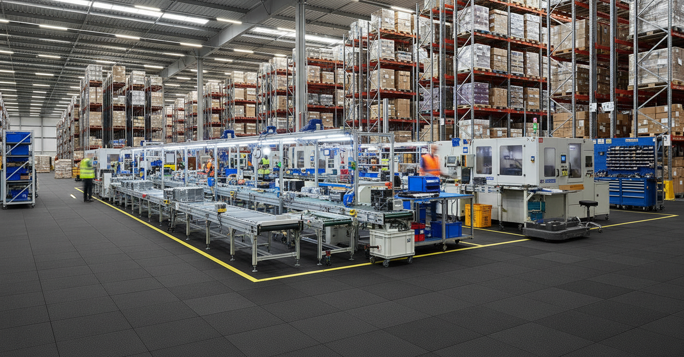 Industrial interlocking floor tiles 10mm PVC warehouse factory flooring UK