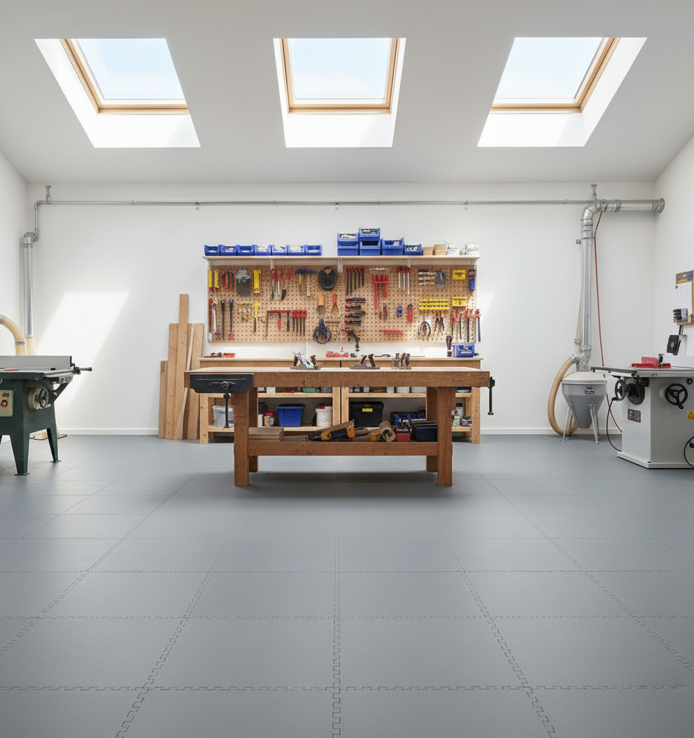 Aircraft Hangar Flooring Tiles 10mm PVC | Aviation Workshop Floor Protection | Jet Fuel Resistant 5T Load UK