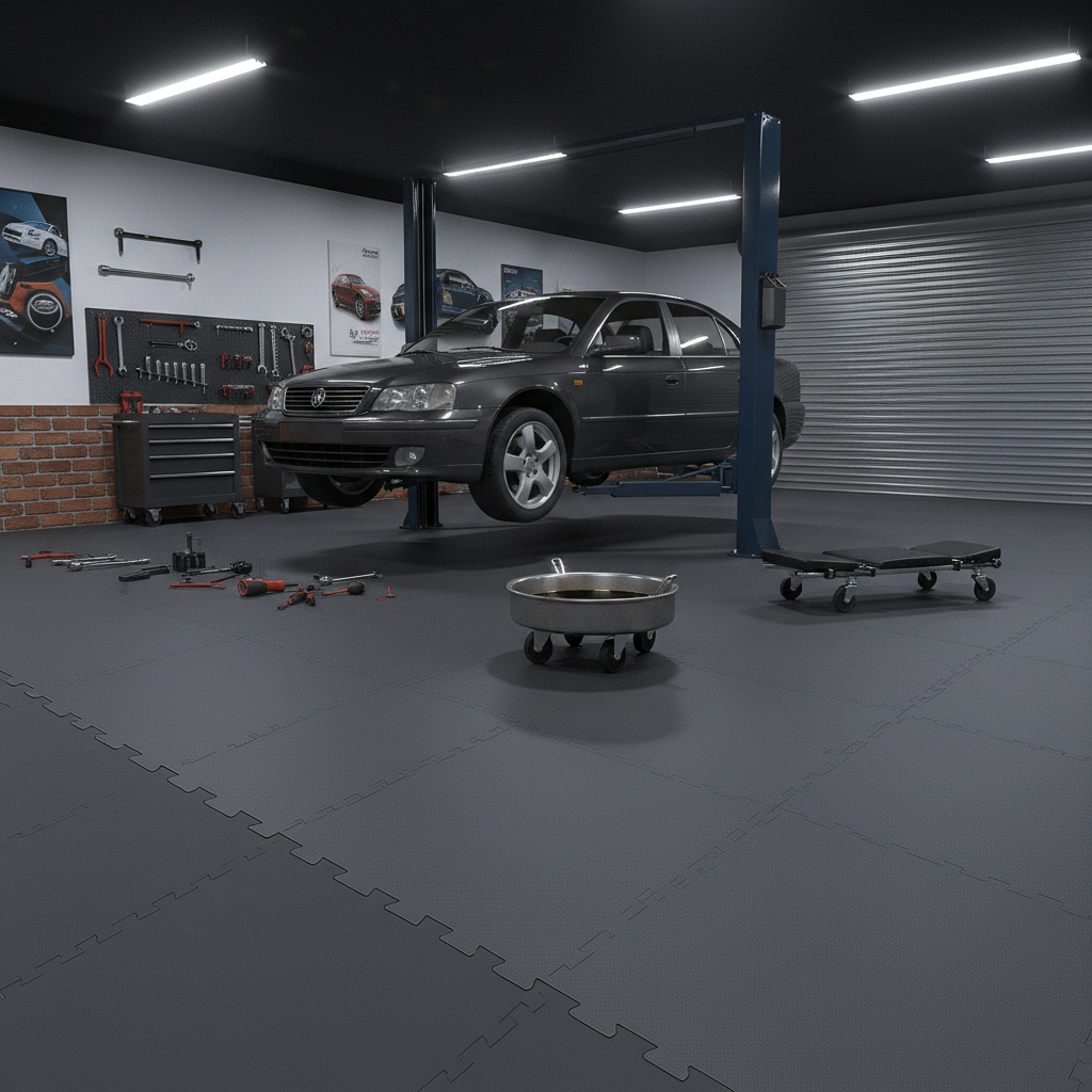 Mechanics Garage Floor Tiles - Oil-Proof Surface - Professional industrial flooring
