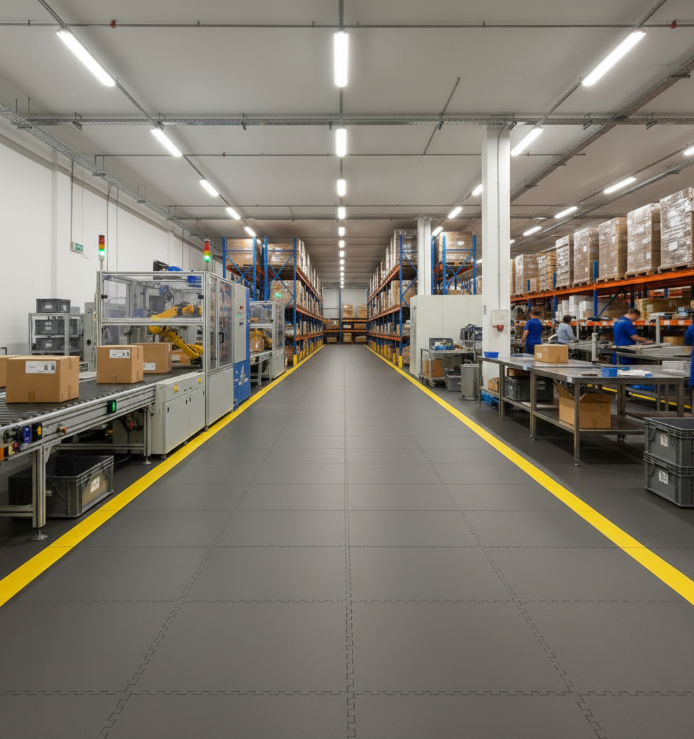 Industrial Interlocking Floor Tiles 10mm | Heavy Duty PVC Warehouse & Factory Flooring | 5 Tonne Forklift Safe UK