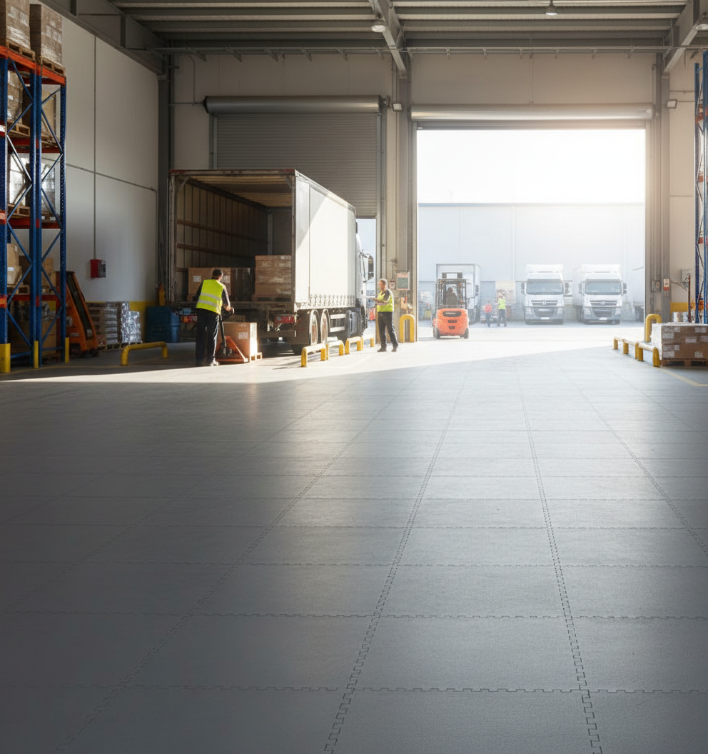 Industrial Interlocking Floor Tiles 10mm | Heavy Duty PVC Warehouse & Factory Flooring | 5 Tonne Forklift Safe UK
