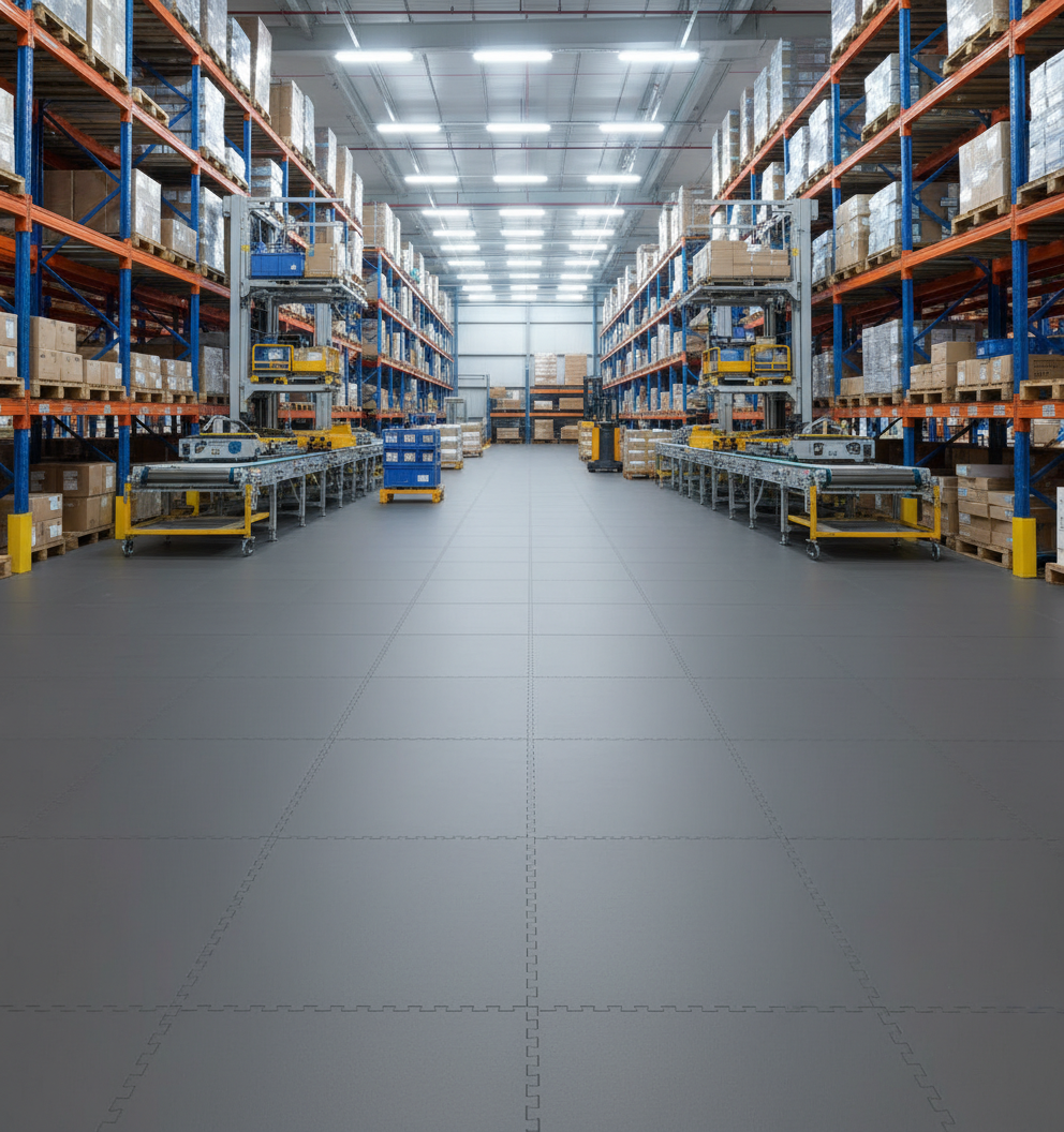 Industrial Interlocking Floor Tiles 10mm | Heavy Duty PVC Warehouse & Factory Flooring | 5 Tonne Forklift Safe UK