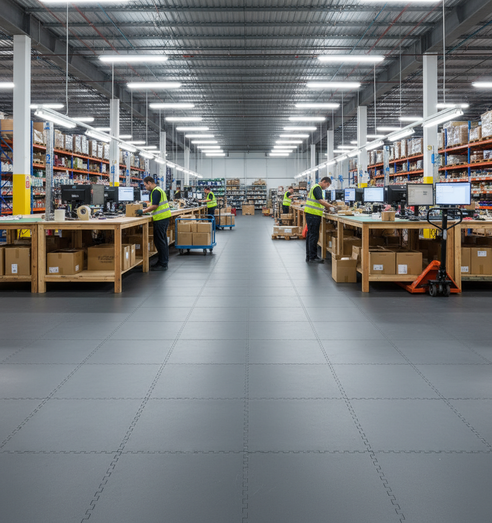 Industrial Interlocking Floor Tiles 10mm | Heavy Duty PVC Warehouse & Factory Flooring | 5 Tonne Forklift Safe UK