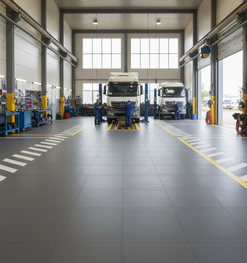 HGV Garage Floor Tiles 10mm Ultra Heavy | Commercial Vehicle Workshop Flooring | Oil & Diesel Resistant 5T Rated UK