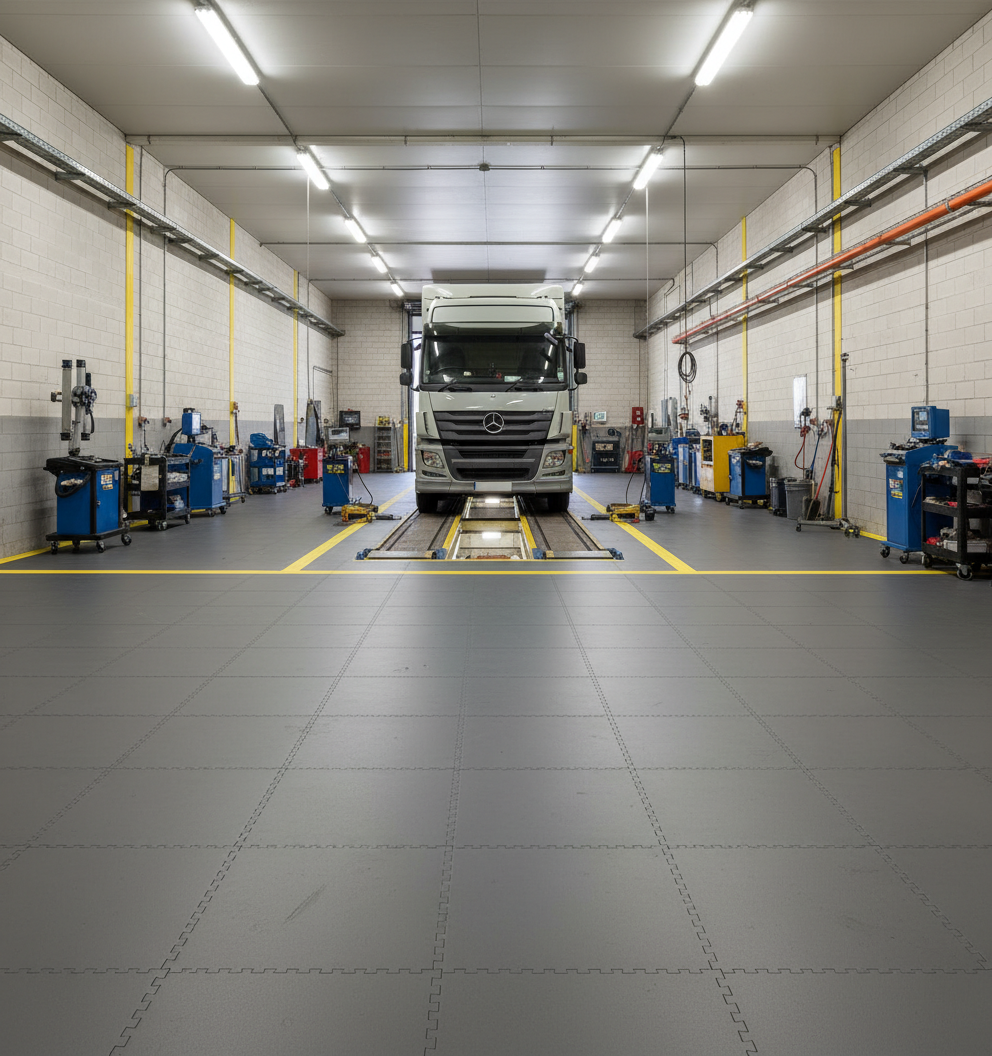 HGV Garage Floor Tiles 10mm Ultra Heavy | Commercial Vehicle Workshop Flooring | Oil & Diesel Resistant 5T Rated UK