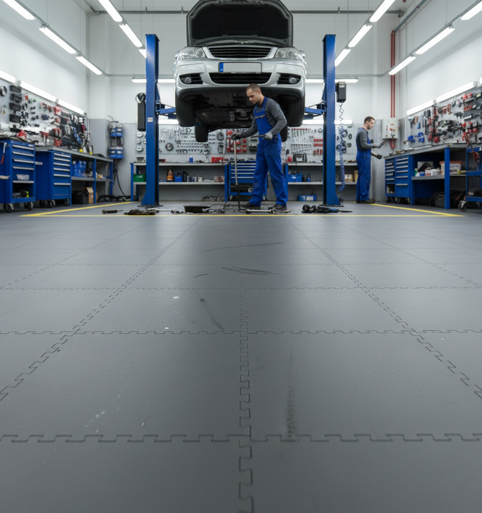 Mechanics Garage Floor Tiles - Oil-Proof Surface