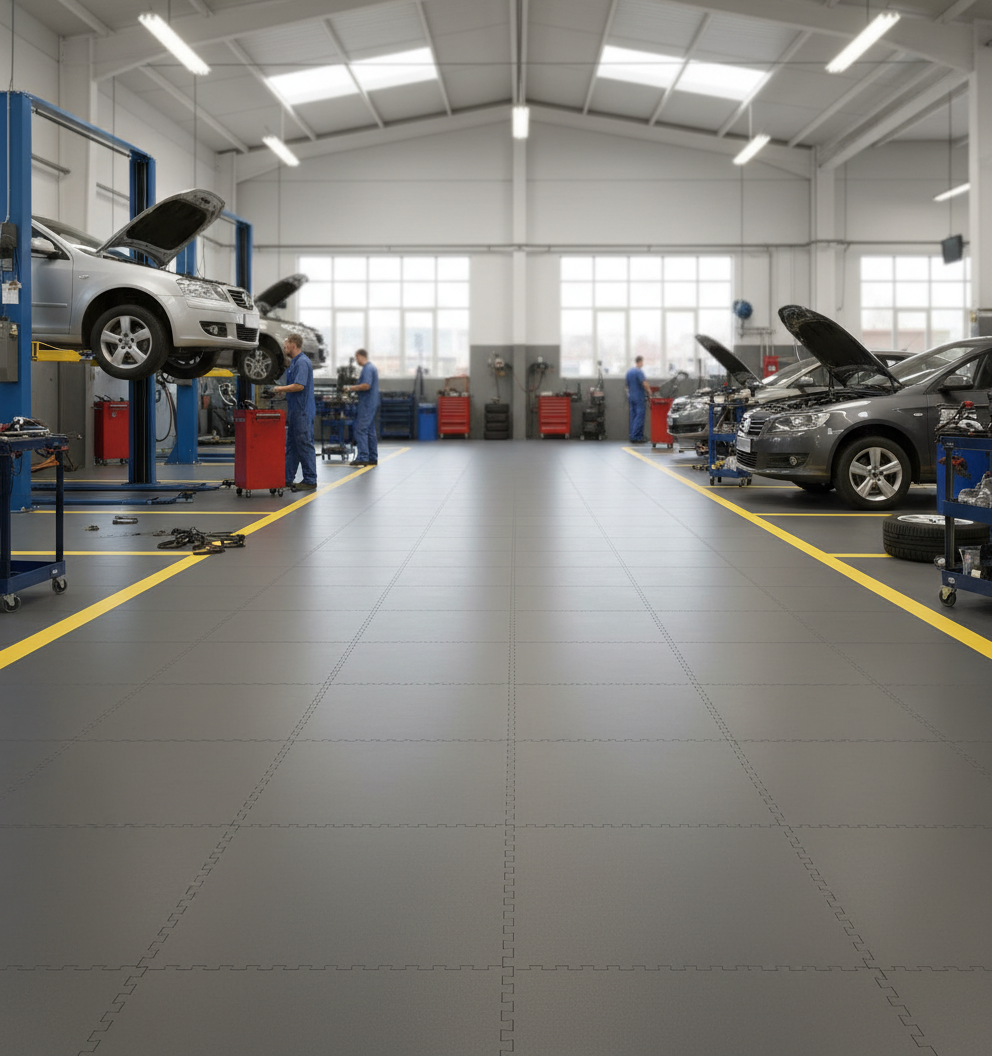 Mechanics Garage Floor Tiles - Oil-Proof Surface
