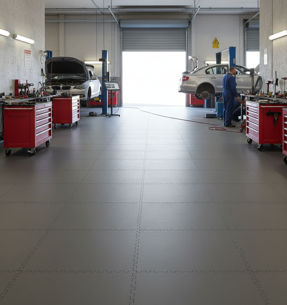 Mechanics Garage Floor Tiles - Oil-Proof Surface