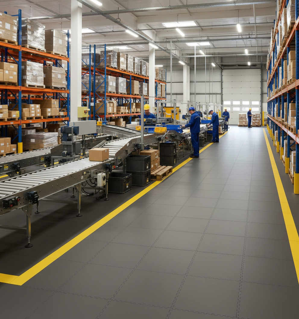 Logistics Warehouse Floor Tiles - Forklift & Pallet Jack Rated