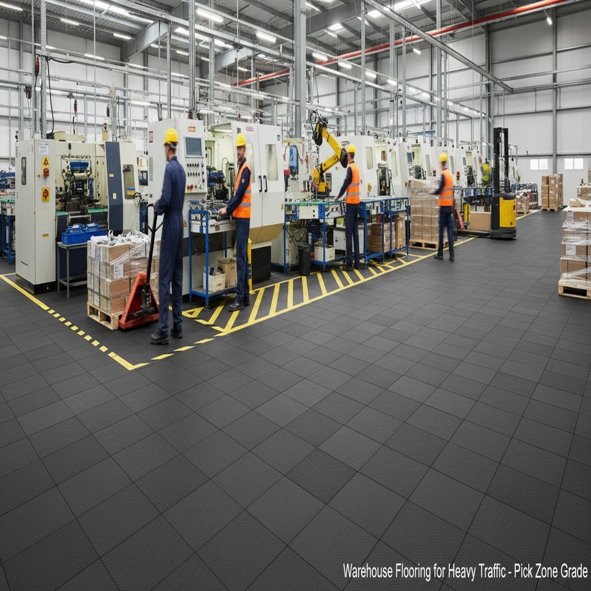 Warehouse Flooring for Heavy Traffic - Pick Zone Grade installed in warehouse setting