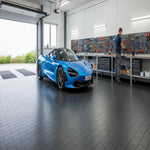 Workshop Floor Tiles for Mechanics - Easy Clean Surface installed in warehouse setting